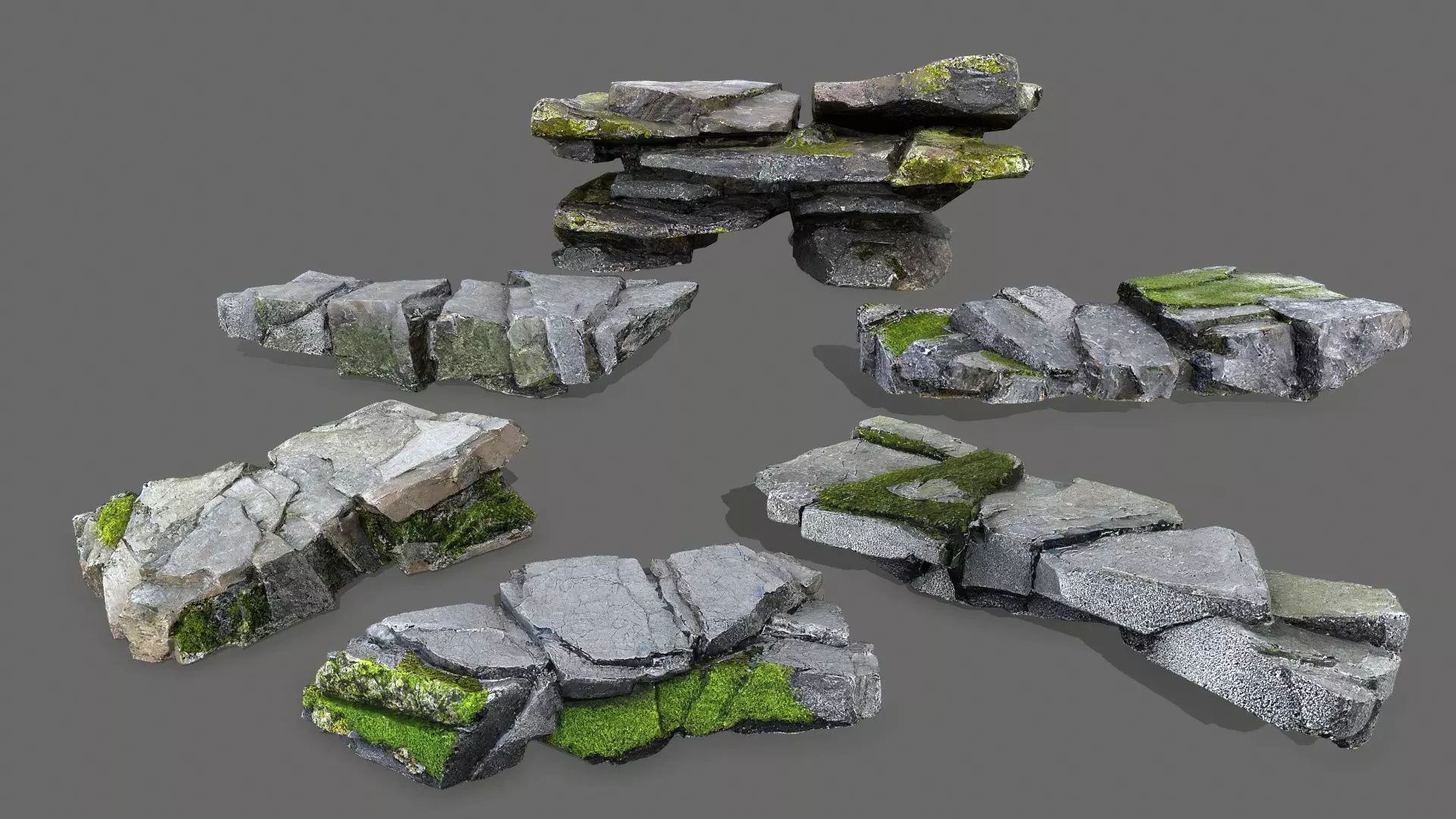 cliff rocks Low-poly 3D model_0