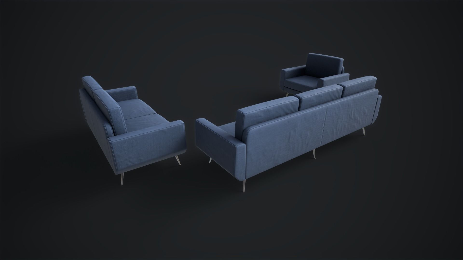 Sofa set Low-poly 3D model_24
