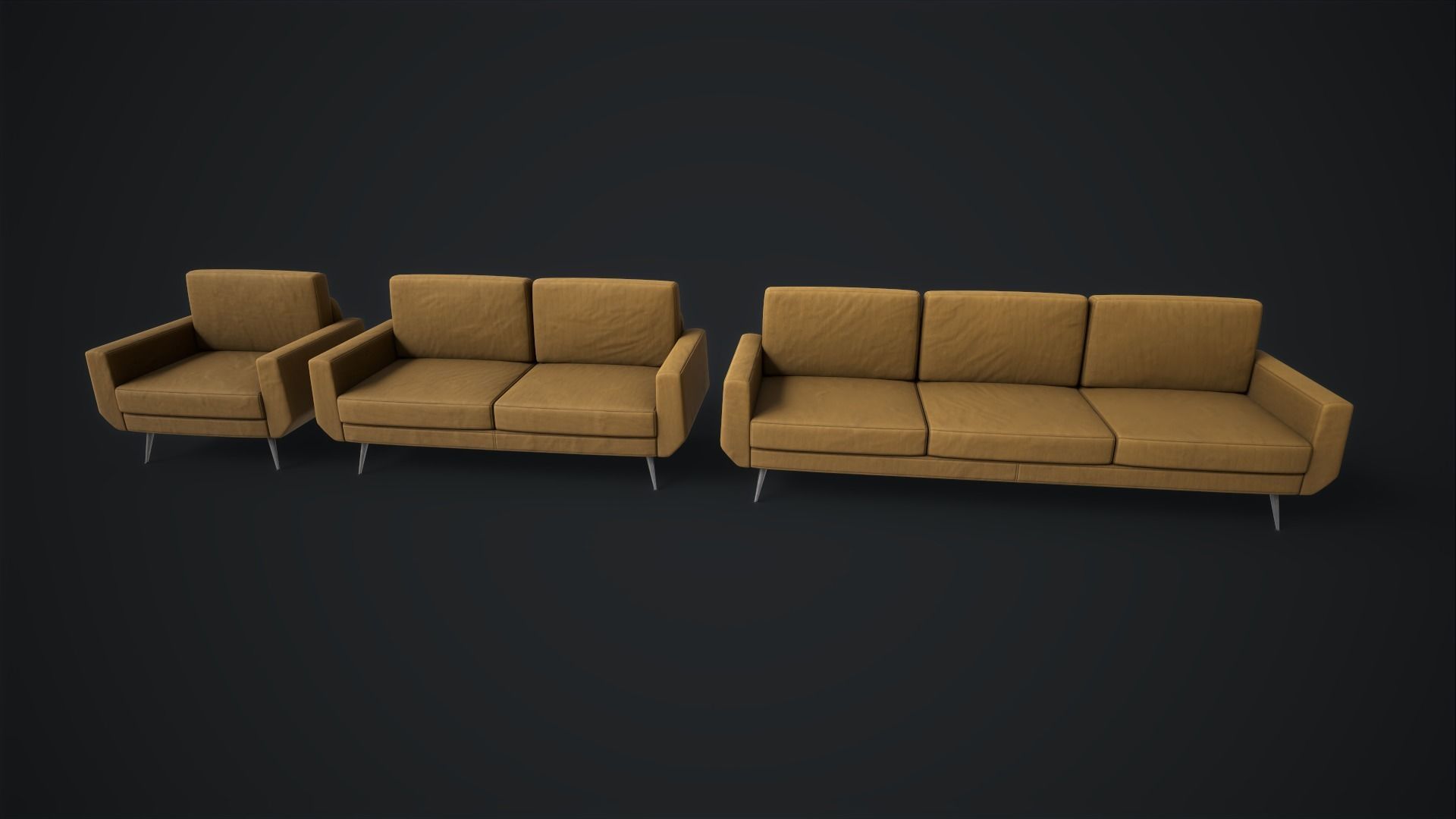 Sofa set Low-poly 3D model_19