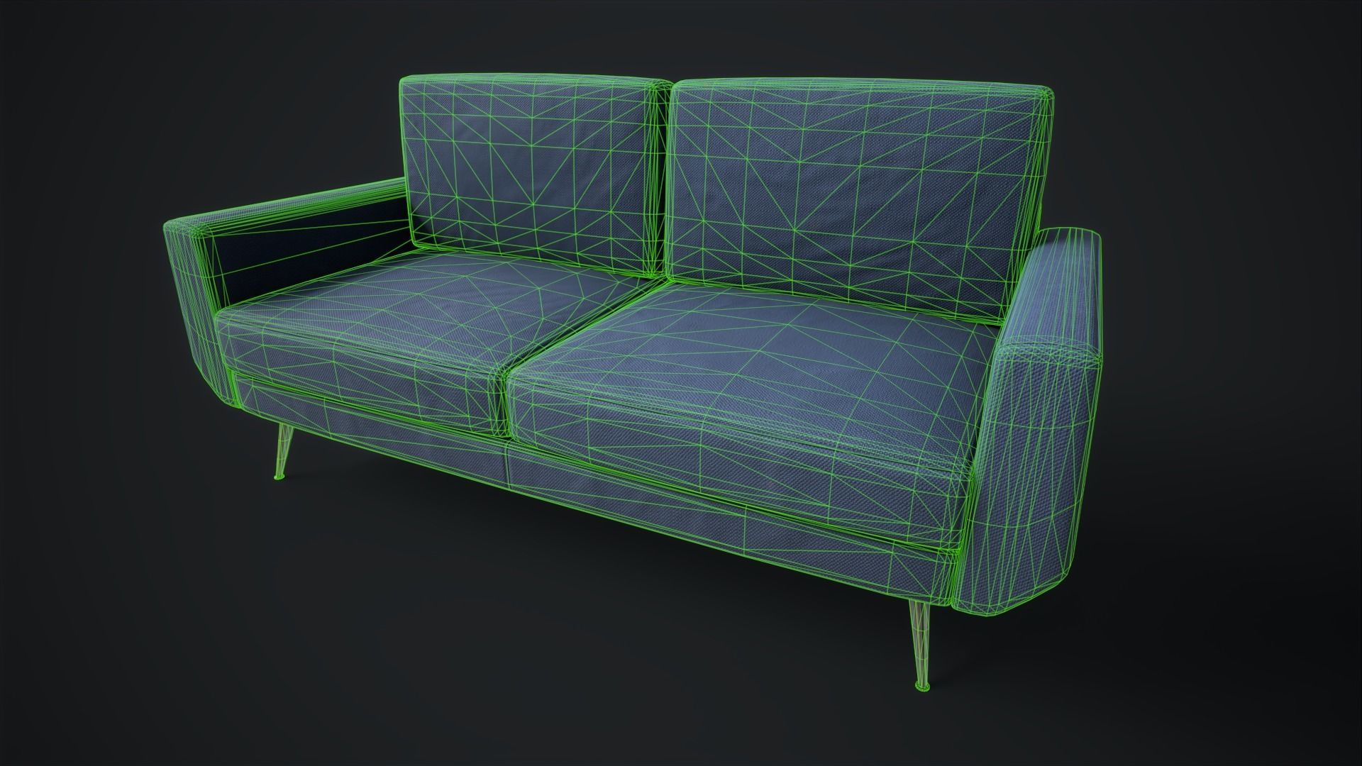 Sofa set Low-poly 3D model_9
