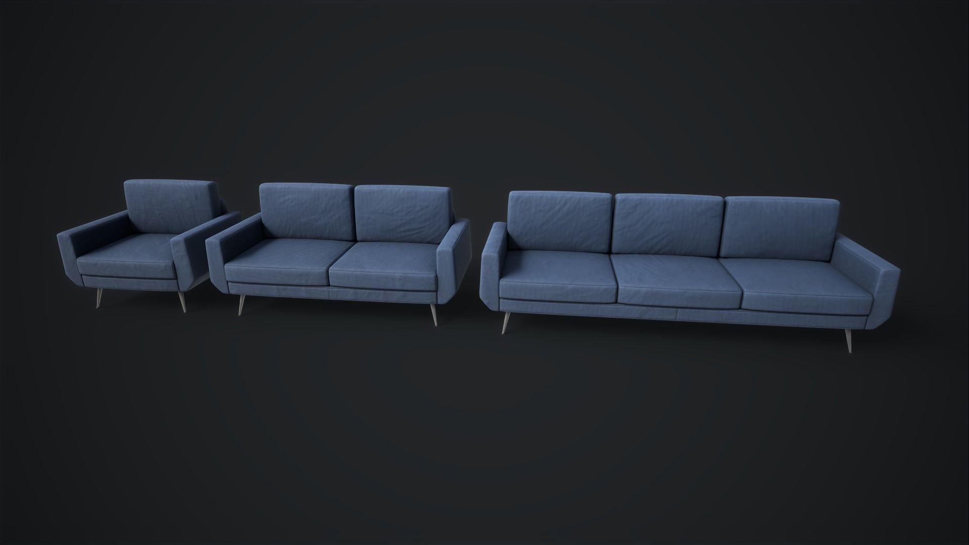 Sofa set Low-poly 3D model_18