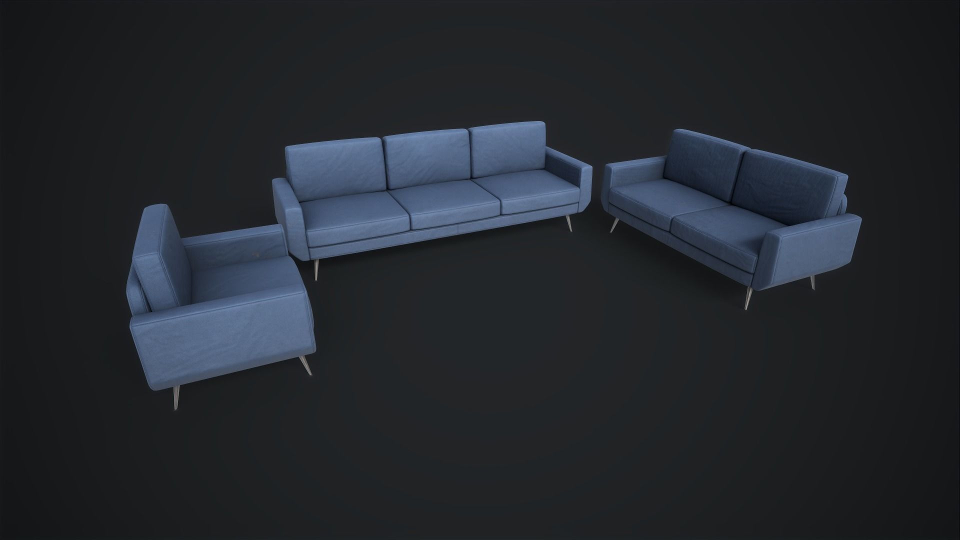 Sofa set Low-poly 3D model_1