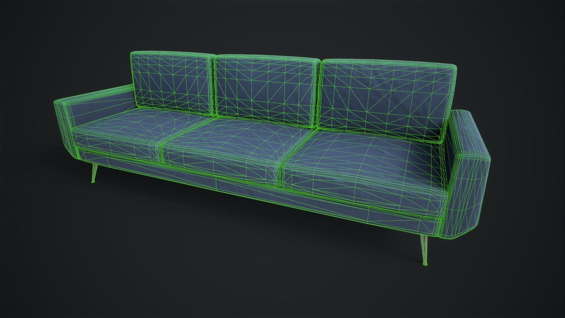 Sofa set Low-poly 3D model_5