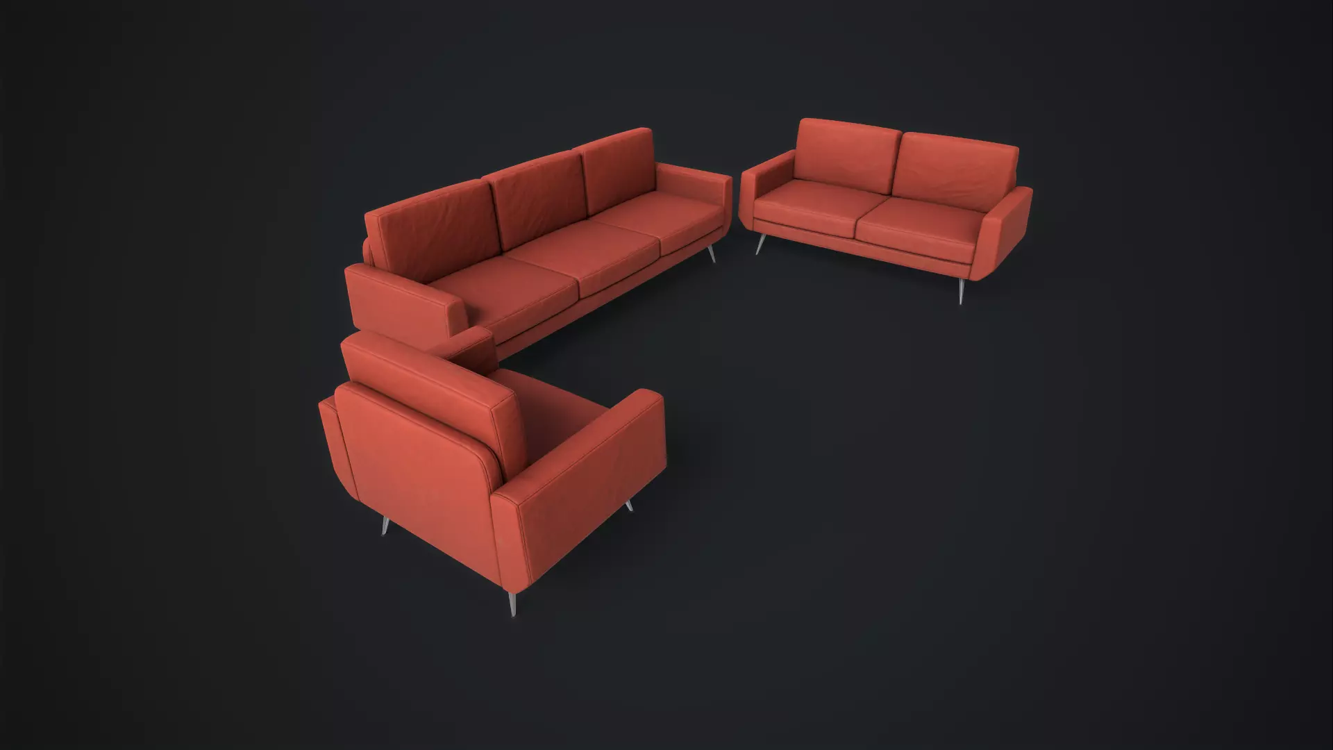 Sofa set Low-poly 3D model_0
