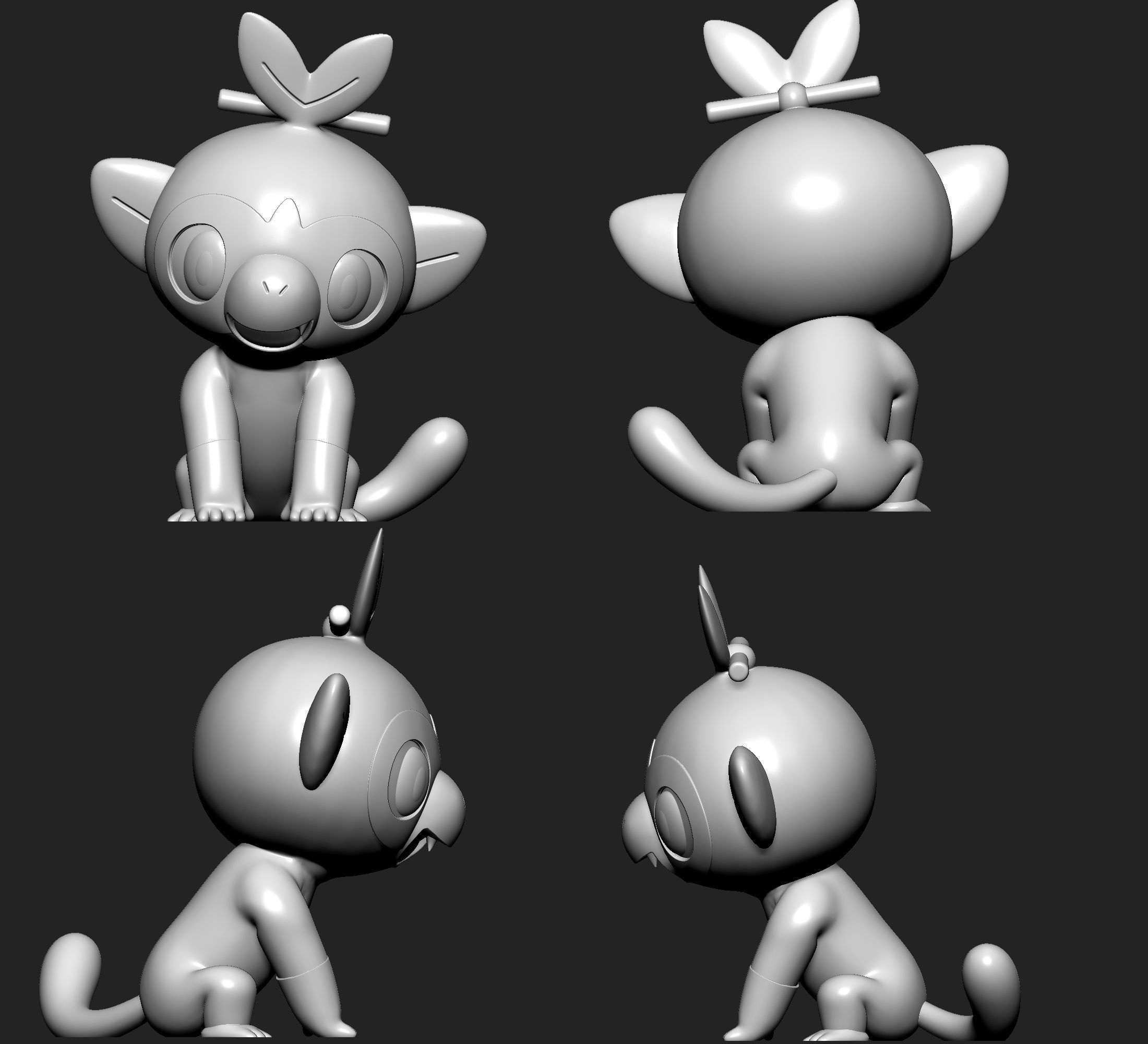 Pokemon - Grookey  with 2 poses 3D print model_7