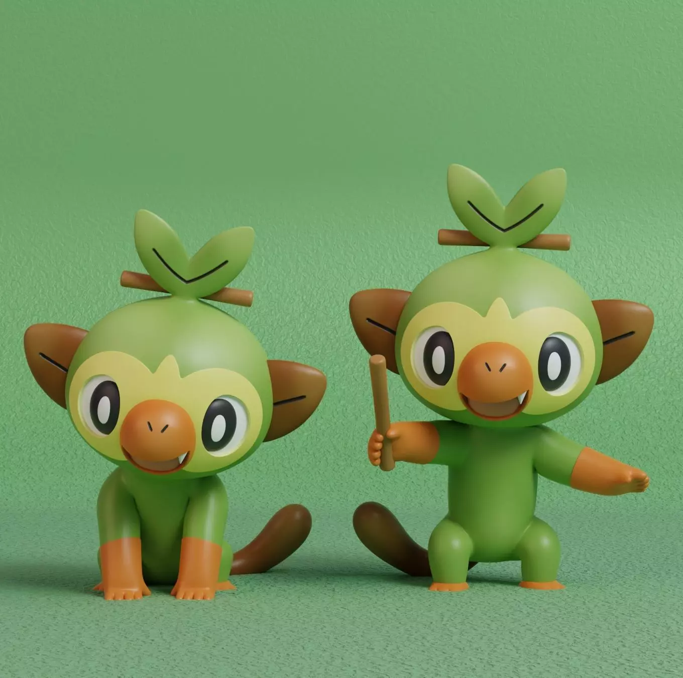 Pokemon - Grookey  with 2 poses 3D print model_0