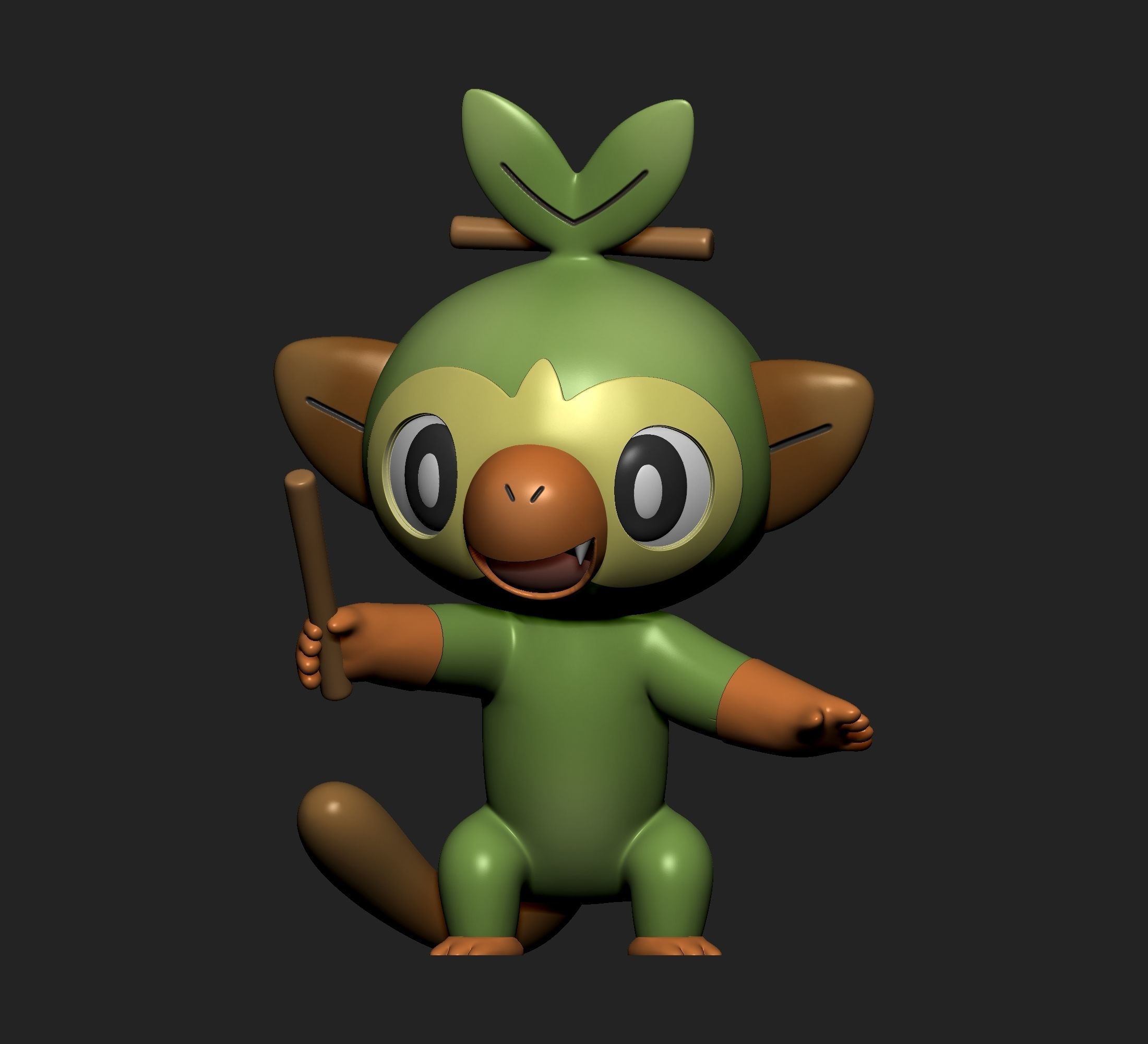 Pokemon - Grookey  with 2 poses 3D print model_1