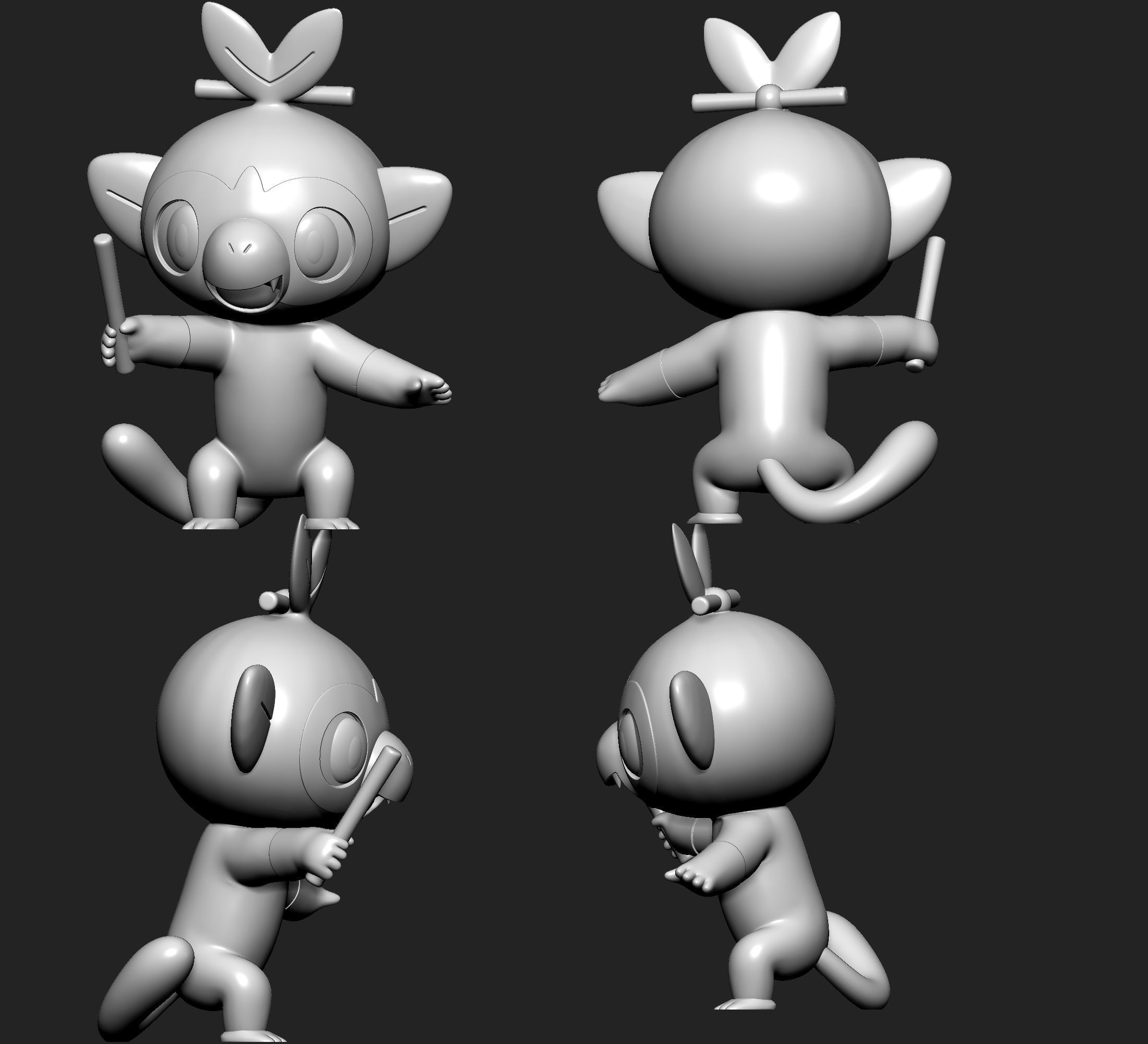 Pokemon - Grookey  with 2 poses 3D print model_3