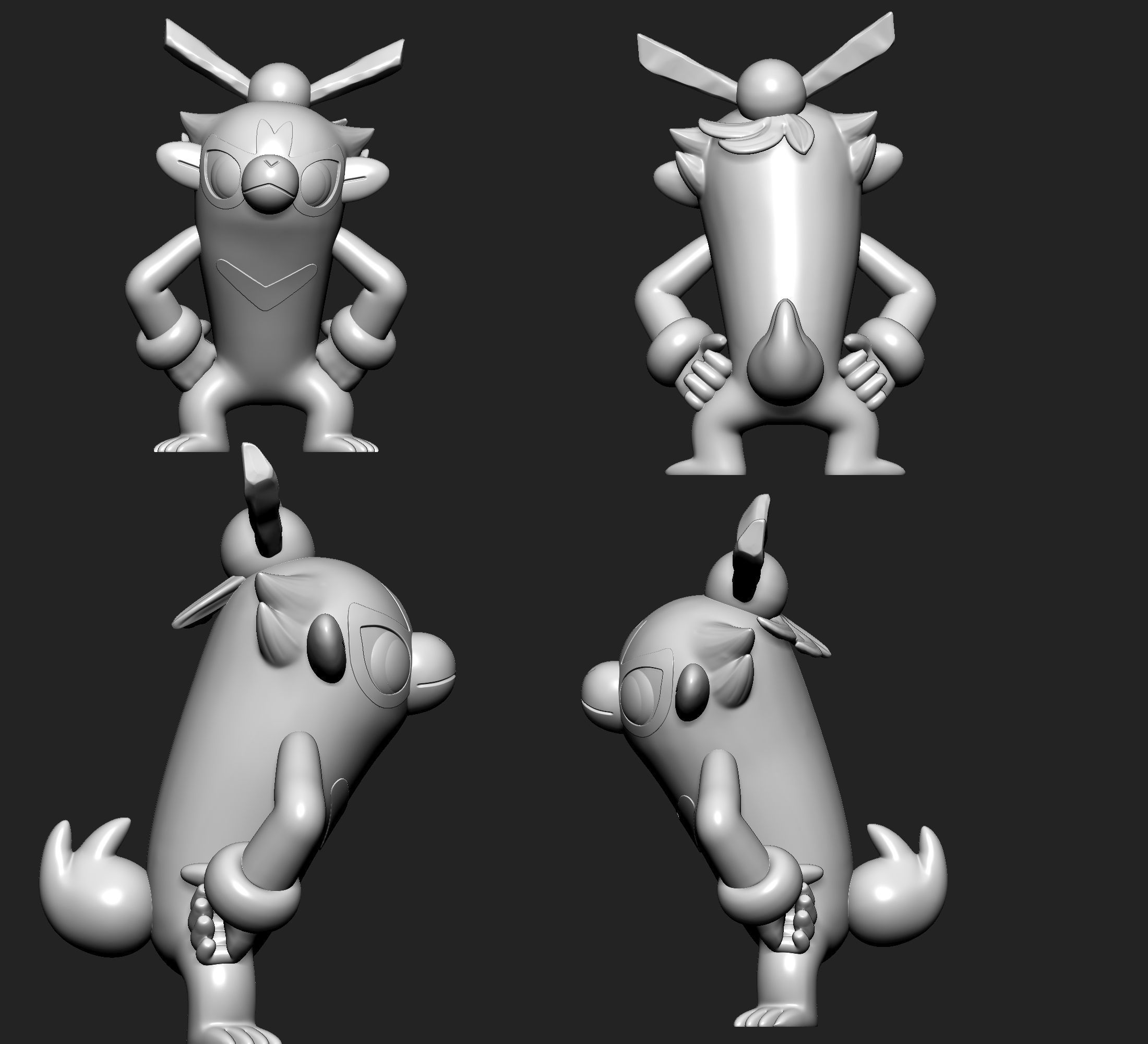 Pokemon - Thwackey with 2 poses 3D print model_3