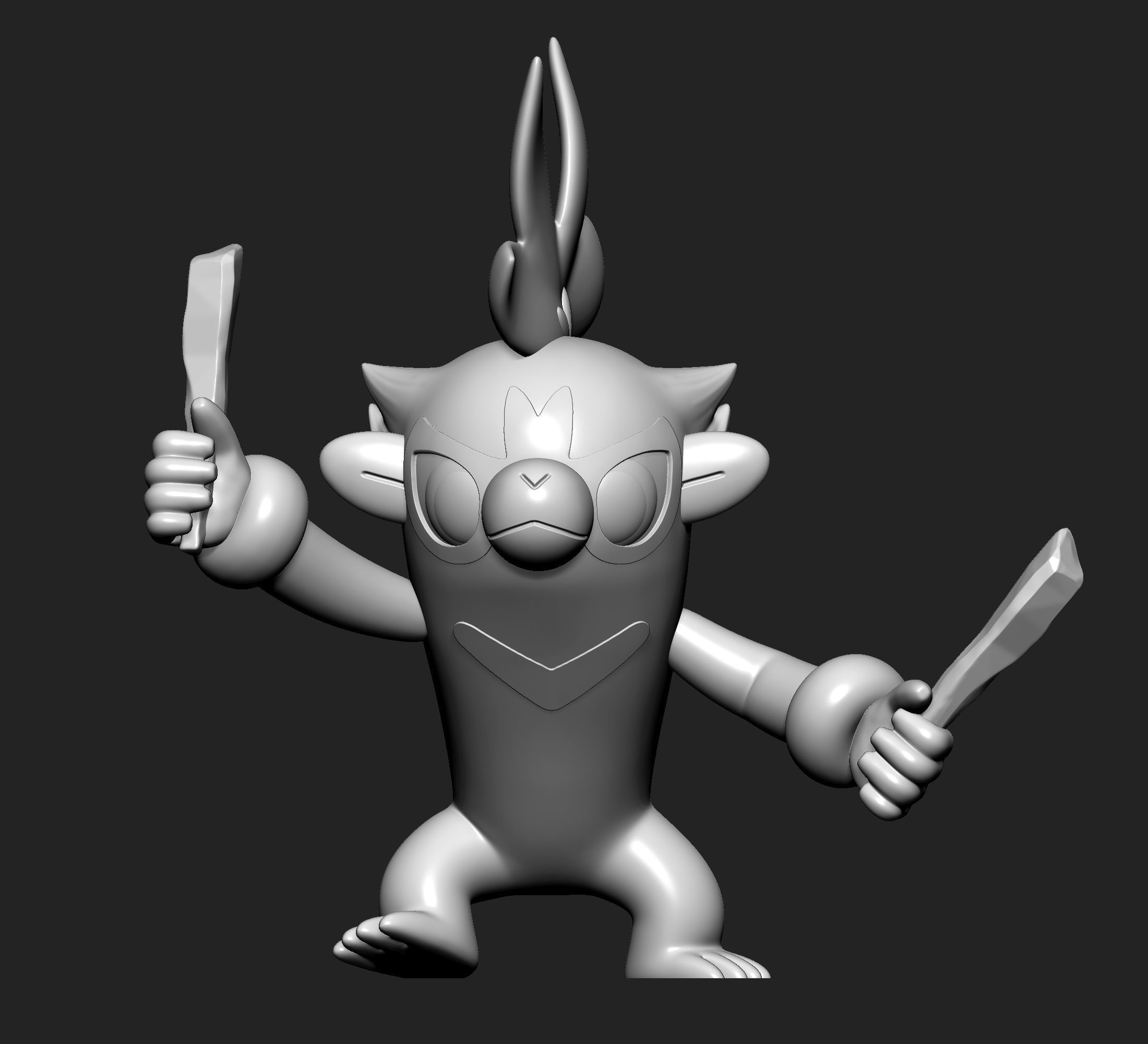 Pokemon - Thwackey with 2 poses 3D print model_6