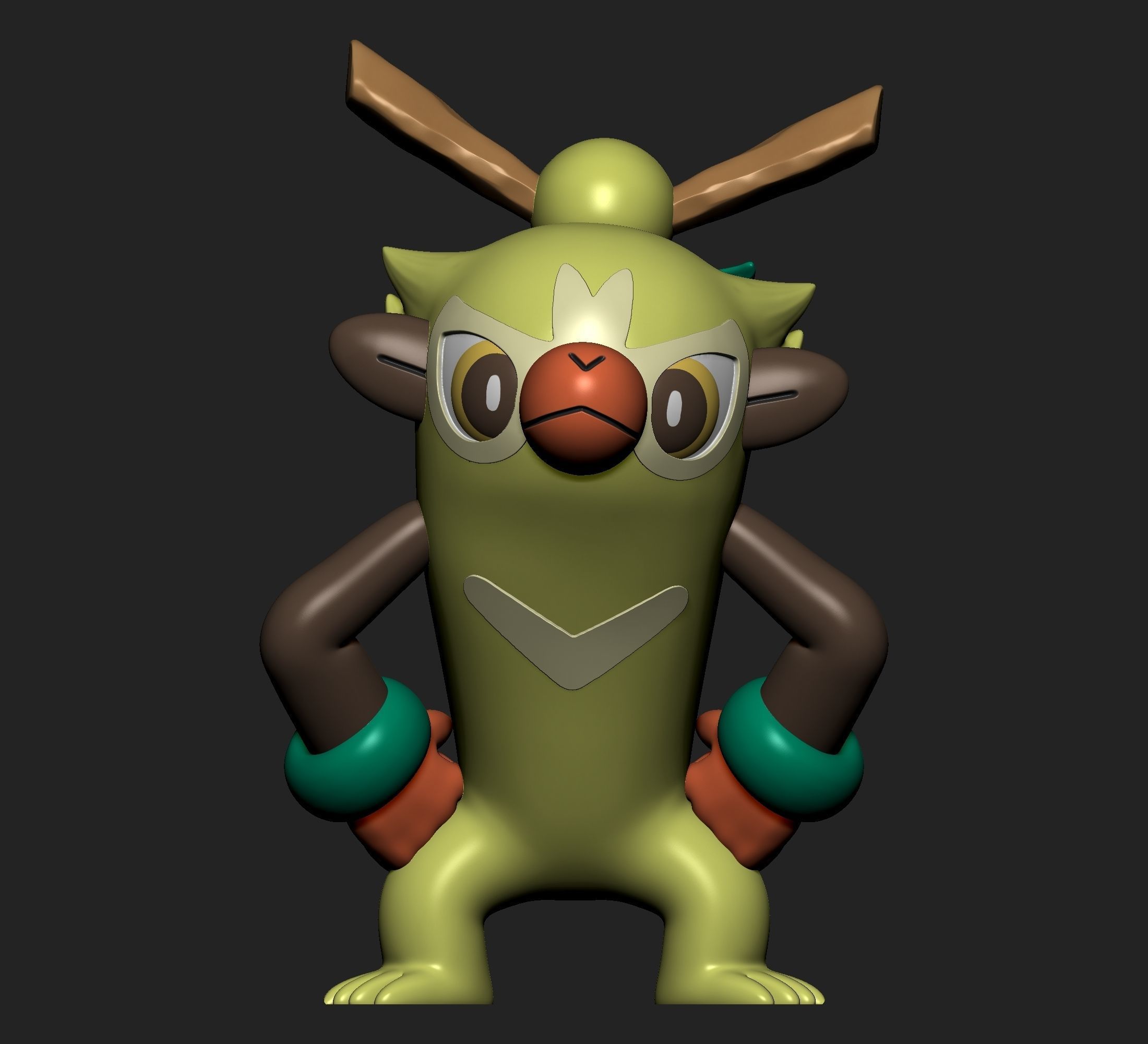 Pokemon - Thwackey with 2 poses 3D print model_1