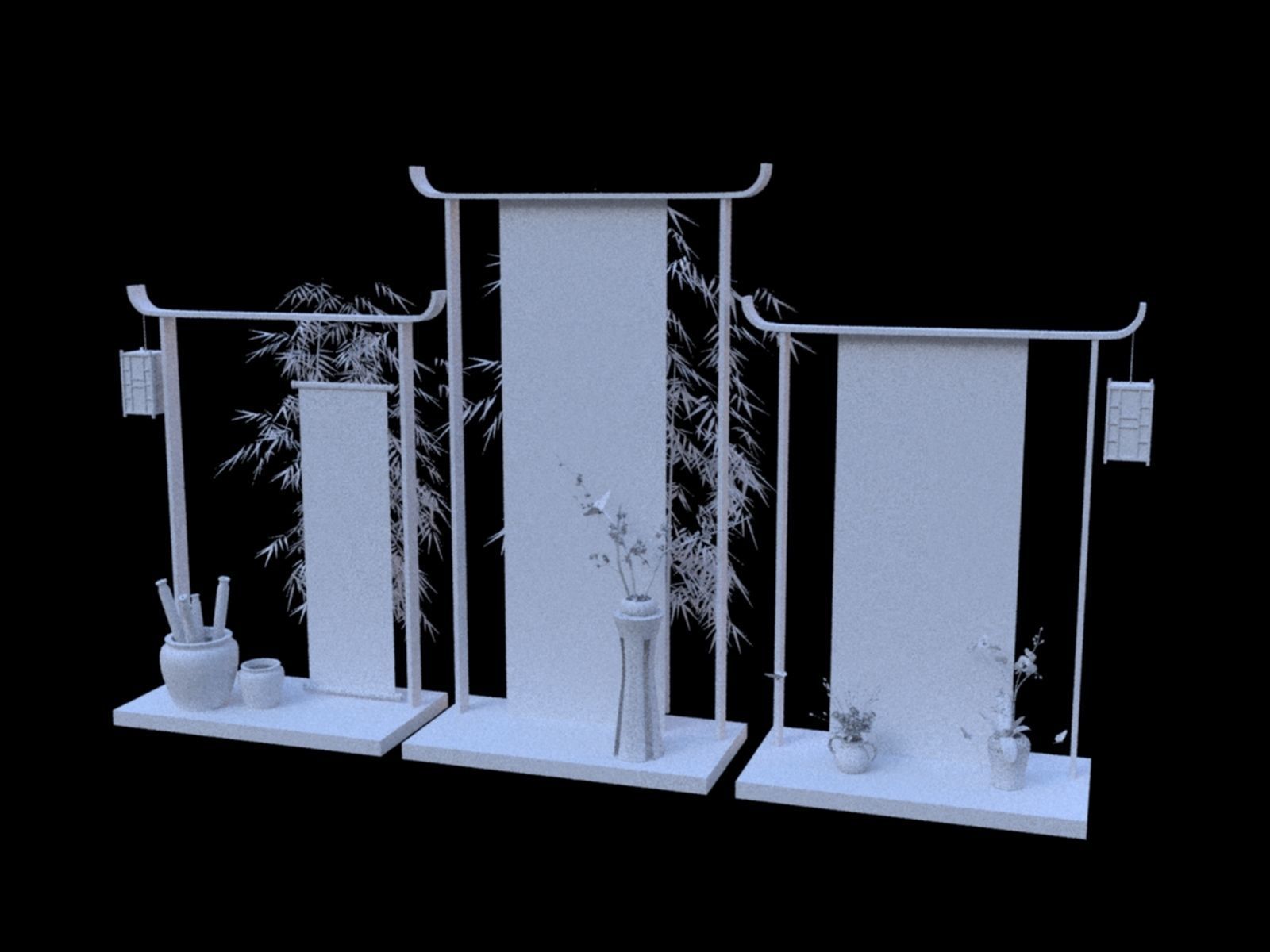 Chinese style beautiful Chen bamboo scroll vase 3D model_4