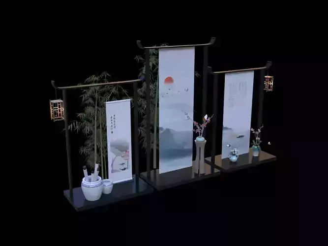 Chinese style beautiful Chen bamboo scroll vase