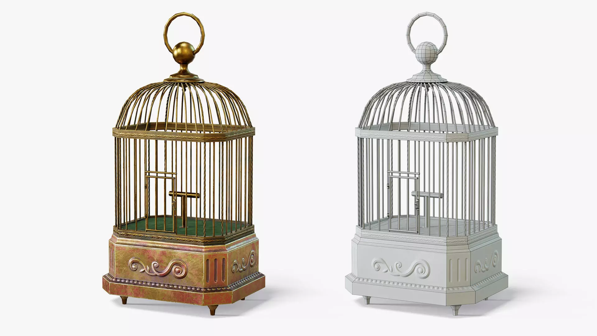 Birdcage Neoclassical Low-poly 3D model_0
