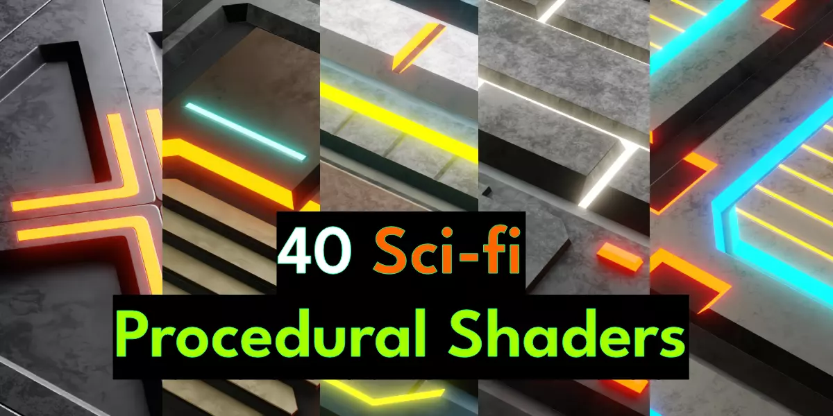40 Simple Procedural Sci-Fi Shaders Pack - 1 3D model_0