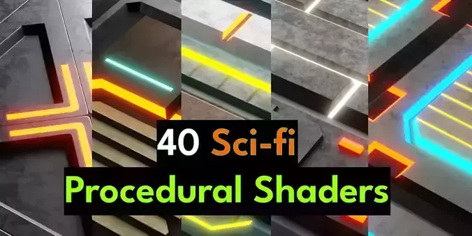 40 Simple Procedural Sci-Fi Shaders Pack - 1 3D model