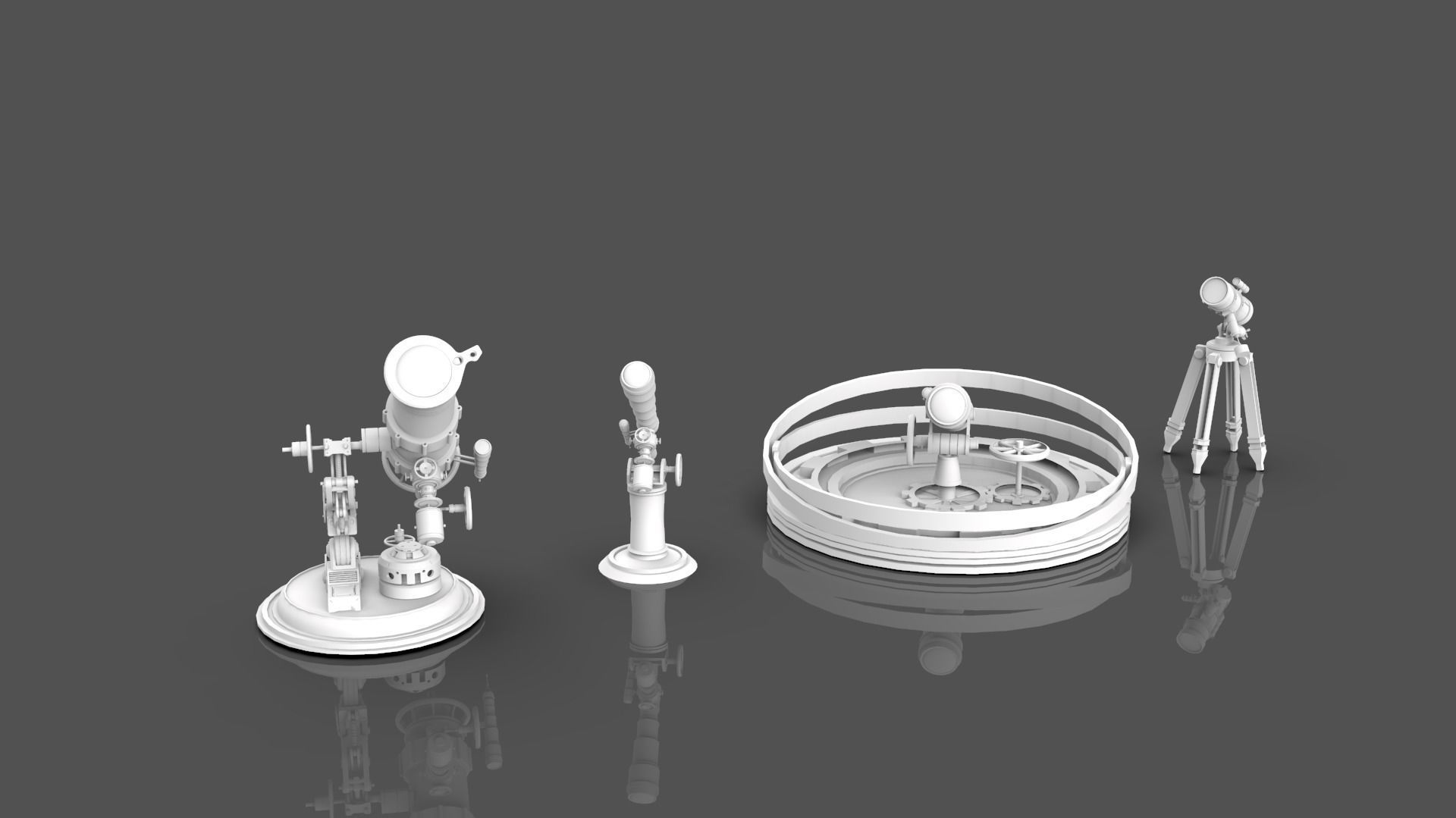 Astronomical Telescope Pack 4 In 1 - Untextured 3D model_2