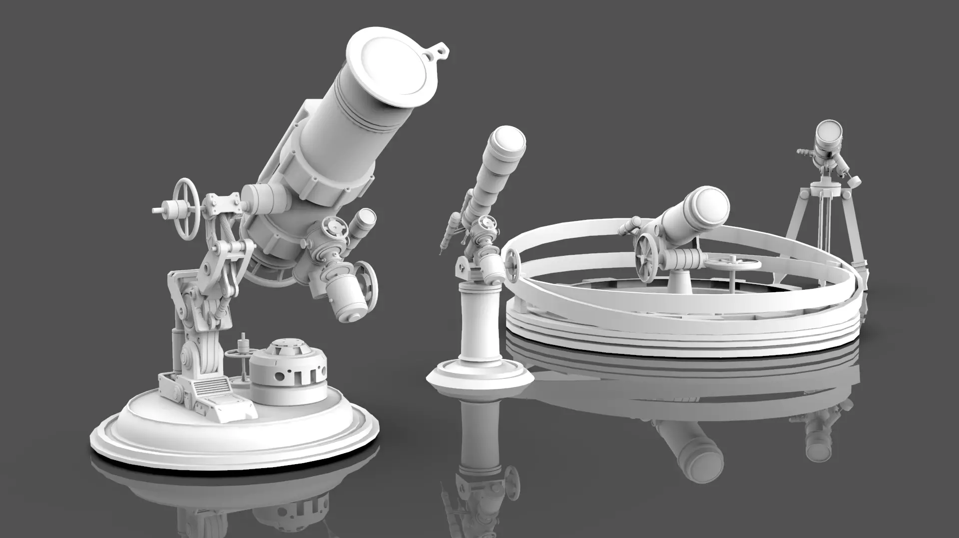 Astronomical Telescope Pack 4 In 1 - Untextured 3D model_0