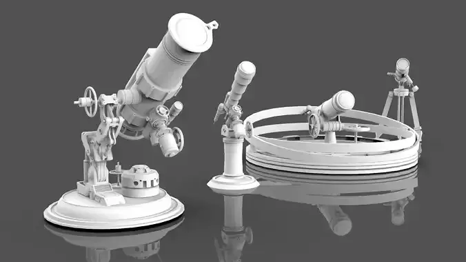 Astronomical Telescope Pack 4 In 1 - Untextured 3D model