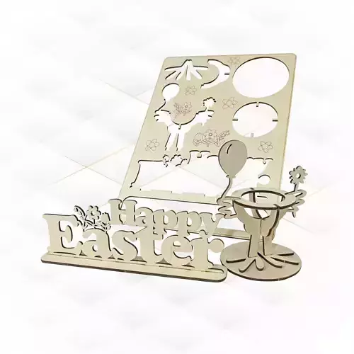 Happy Easter card svg dxf design laser cut