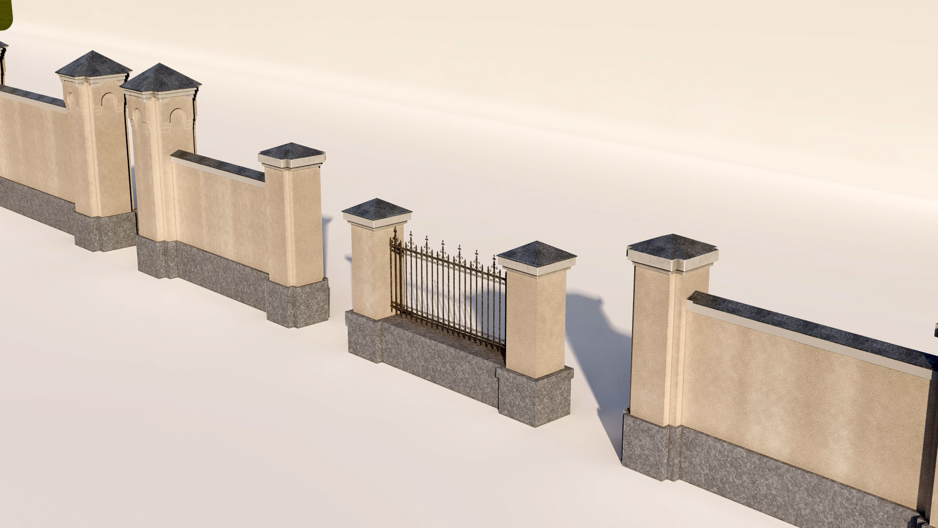 lassic fence PIERS FOR GATES 3D model_8