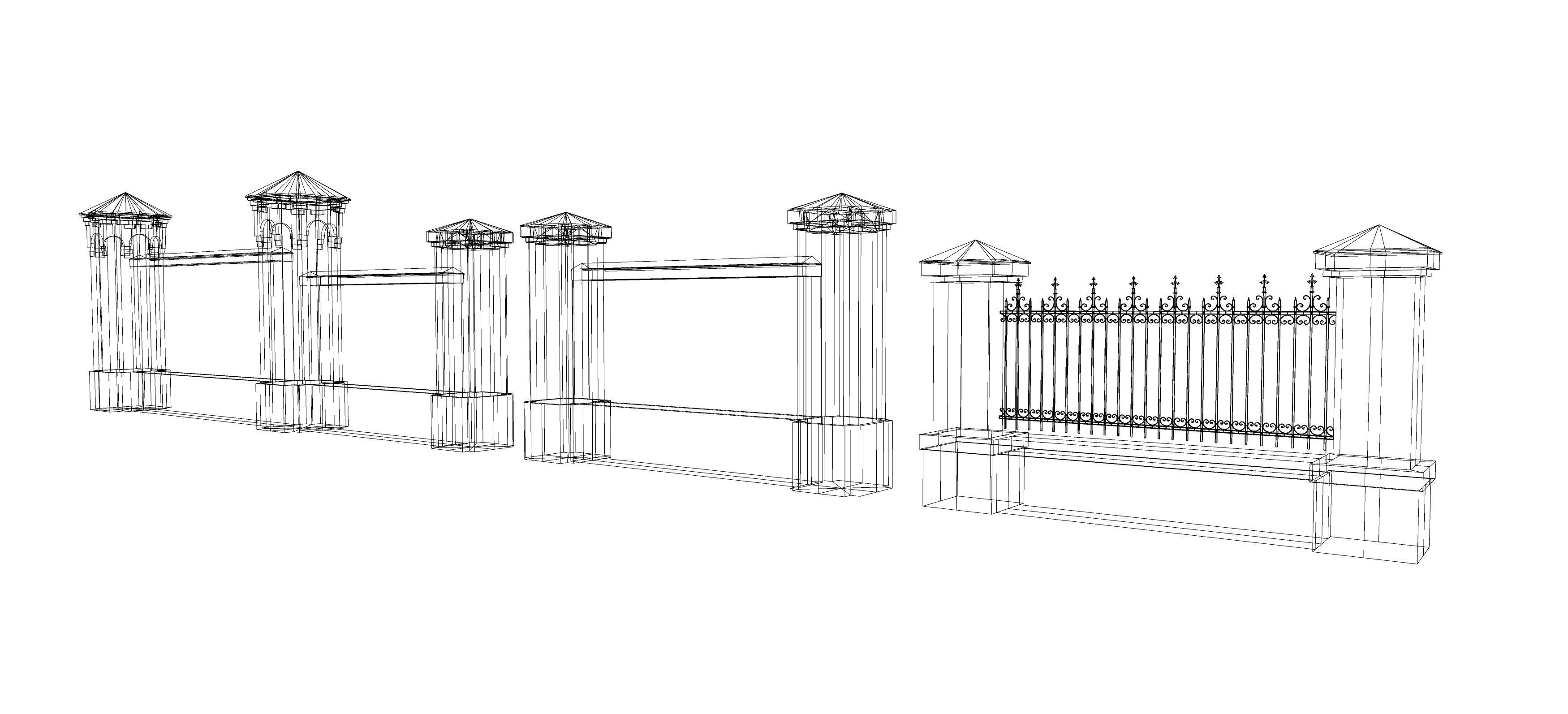 lassic fence PIERS FOR GATES 3D model_11