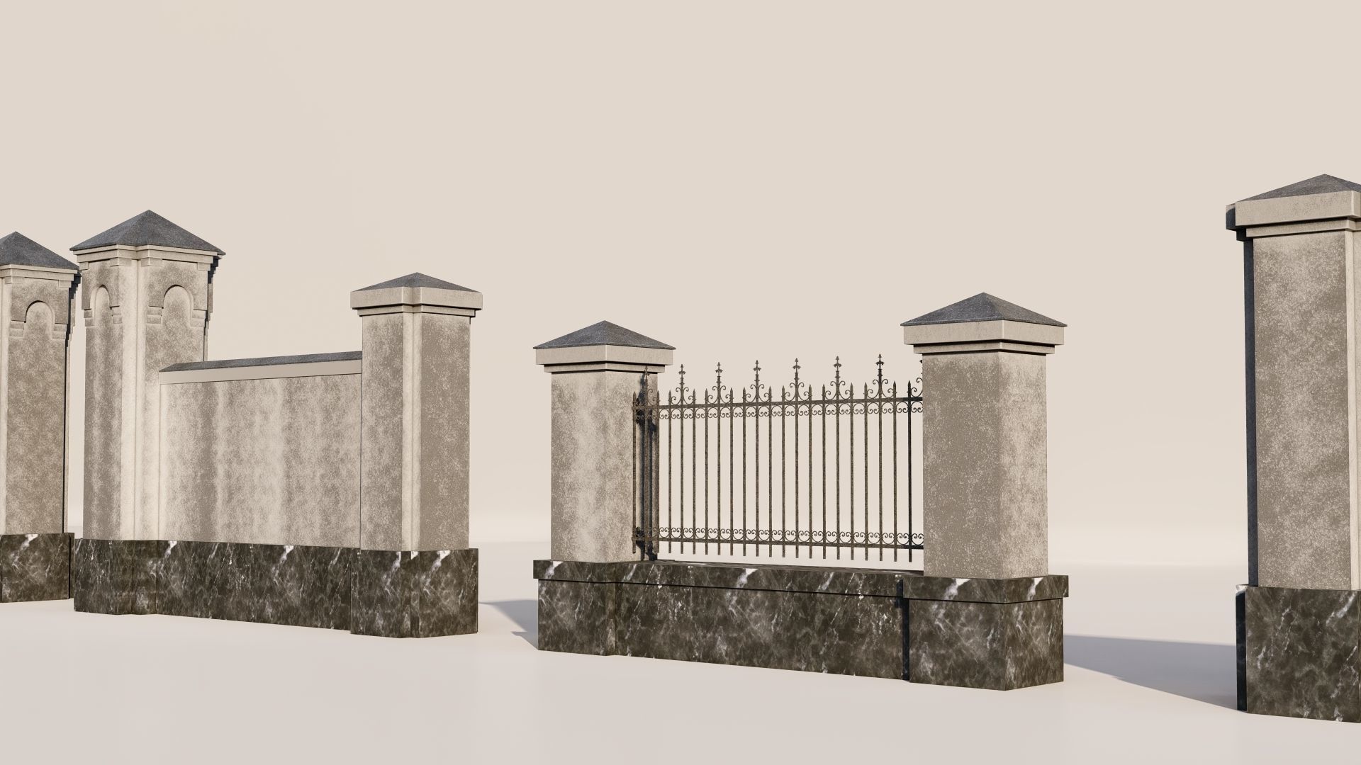 lassic fence PIERS FOR GATES 3D model_7