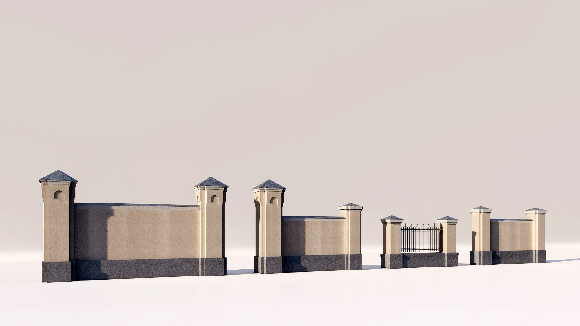 lassic fence PIERS FOR GATES 3D model_9