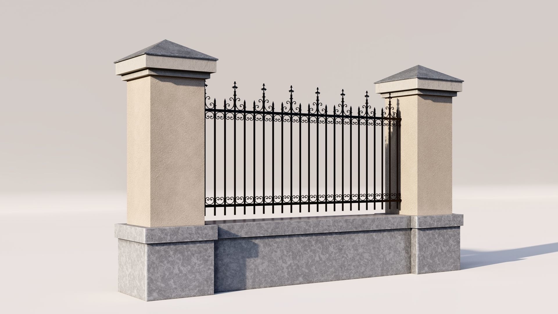 lassic fence PIERS FOR GATES 3D model_2