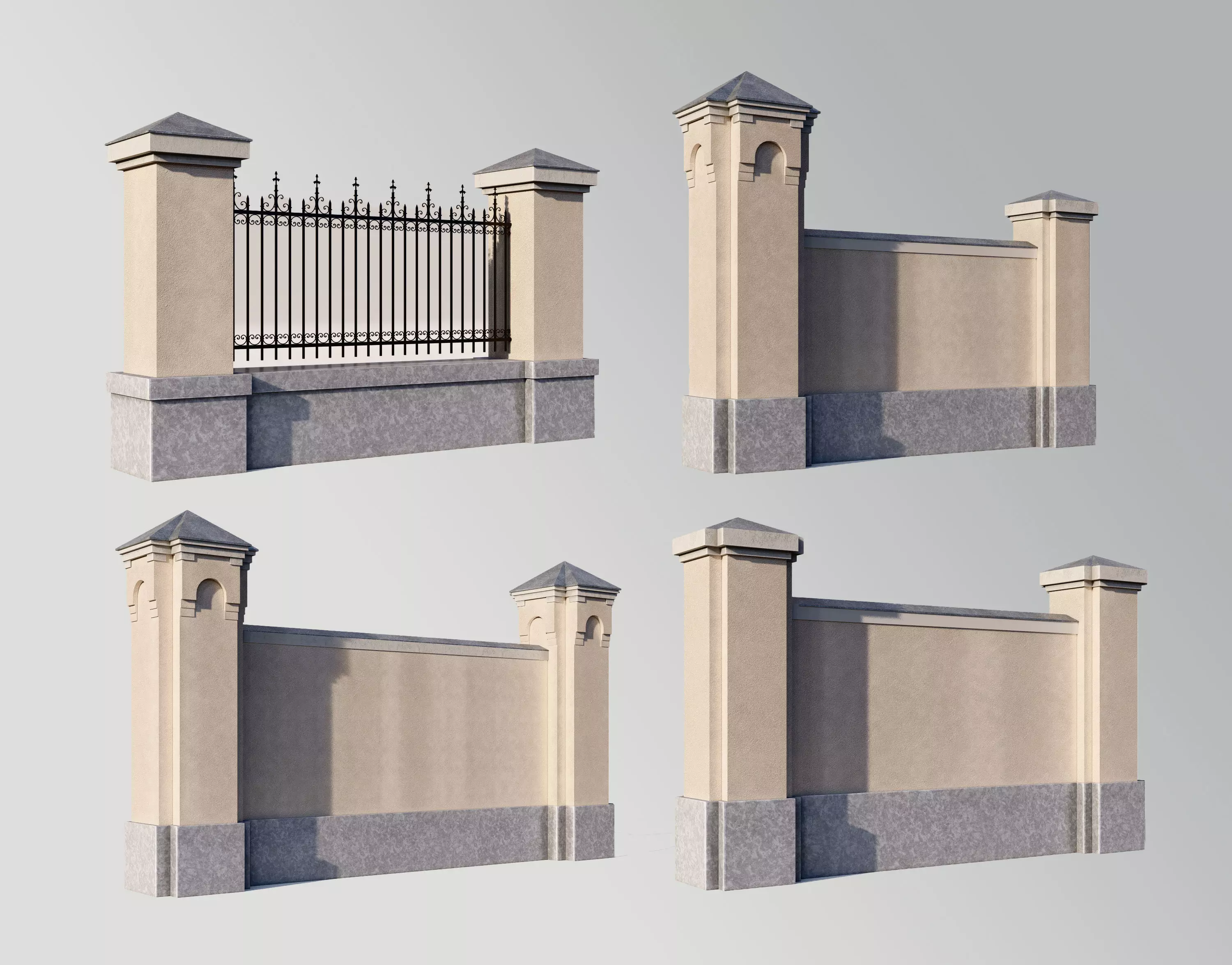 lassic fence PIERS FOR GATES 3D model_0
