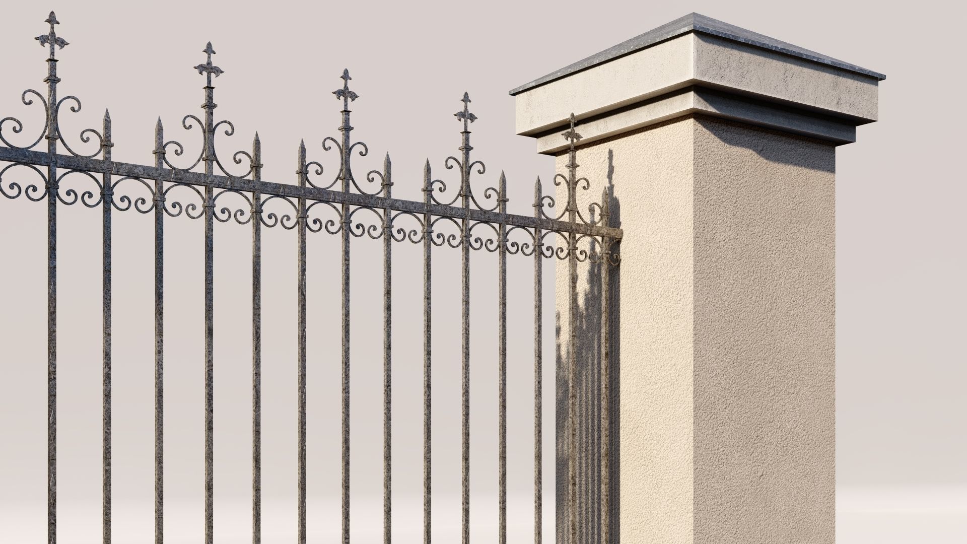 lassic fence PIERS FOR GATES 3D model_3