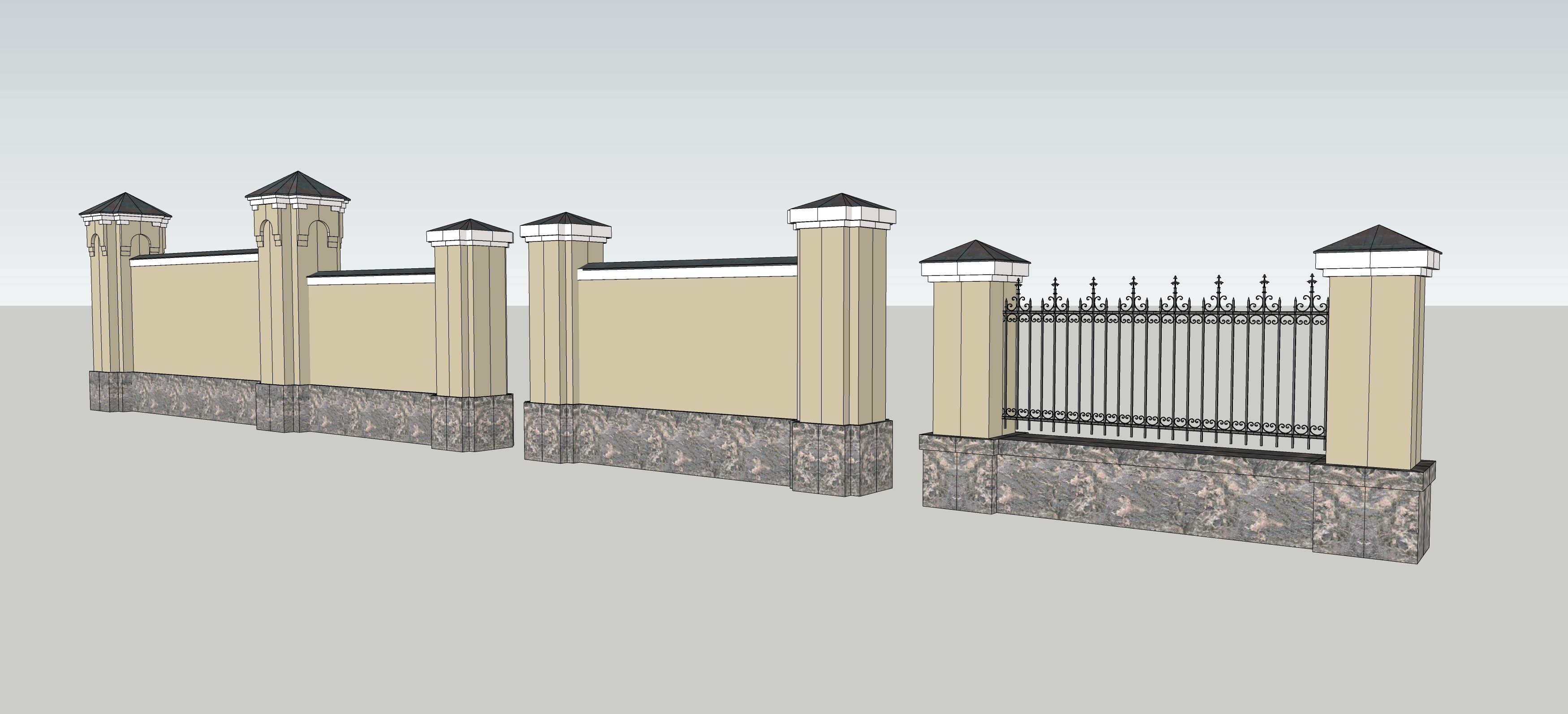 lassic fence PIERS FOR GATES 3D model_10