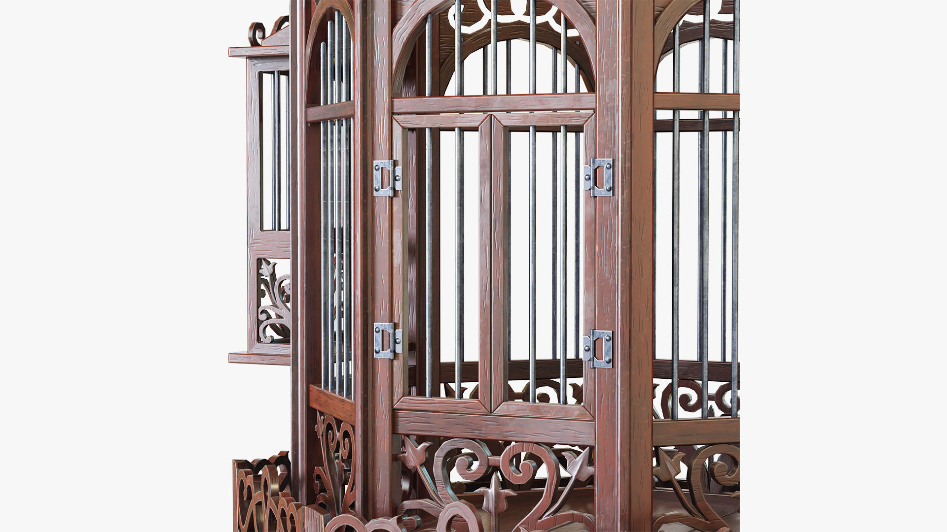 Birdcage Wooden Low-poly 3D model_6