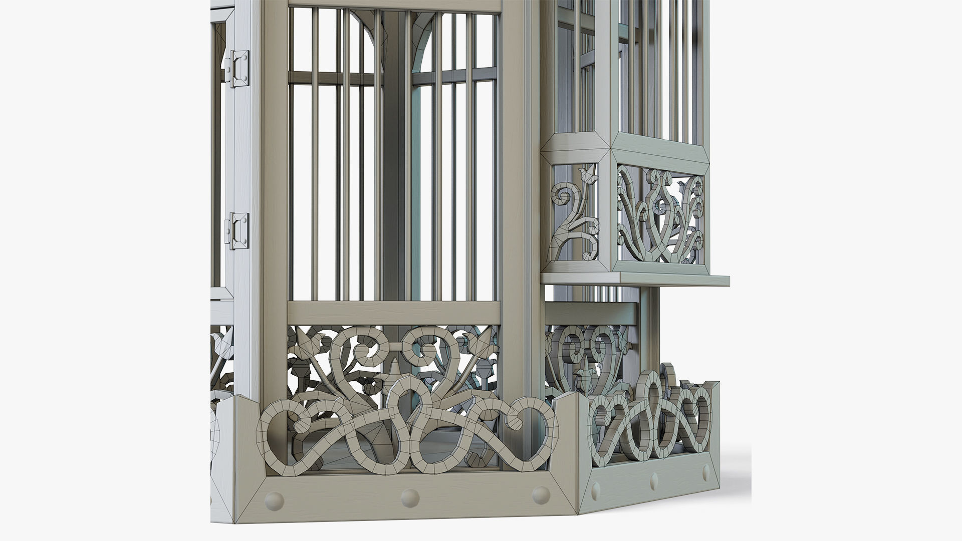 Birdcage Wooden Low-poly 3D model_12