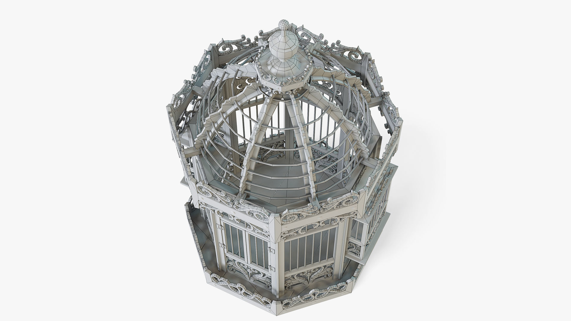 Birdcage Wooden Low-poly 3D model_9