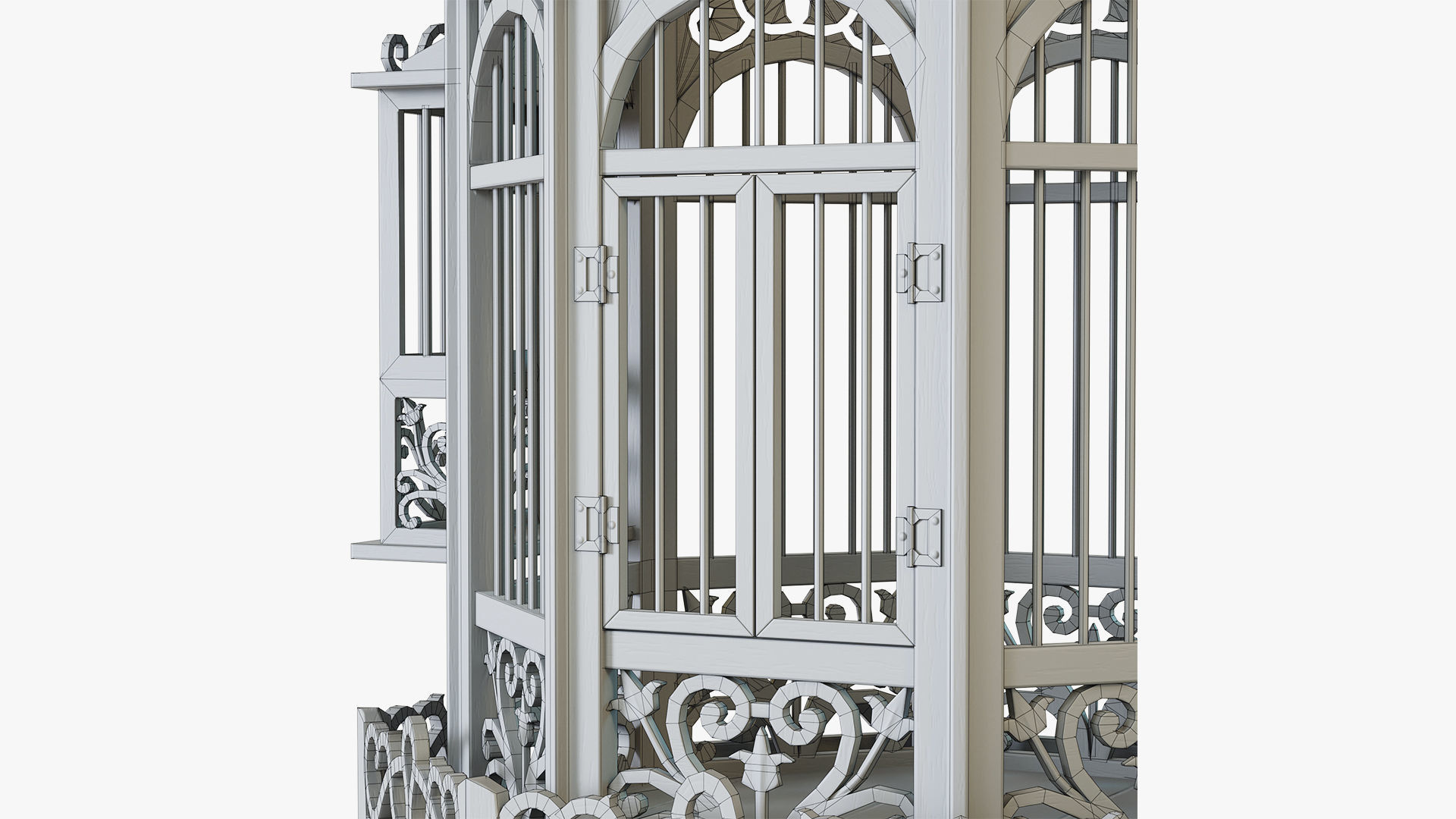 Birdcage Wooden Low-poly 3D model_11
