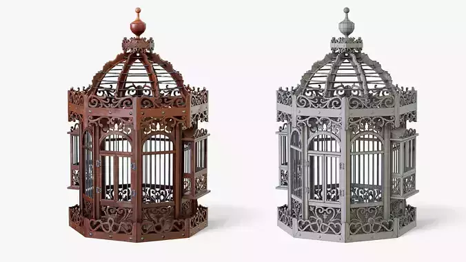 Birdcage Wooden Low-poly 3D model
