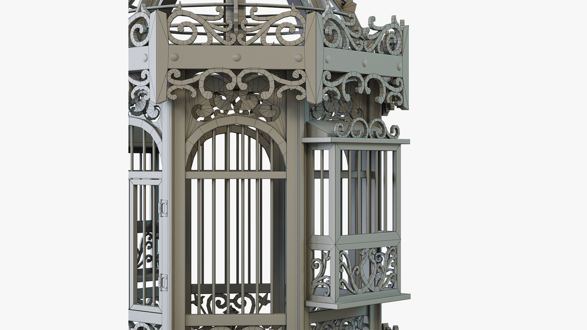 Birdcage Wooden Low-poly 3D model_10
