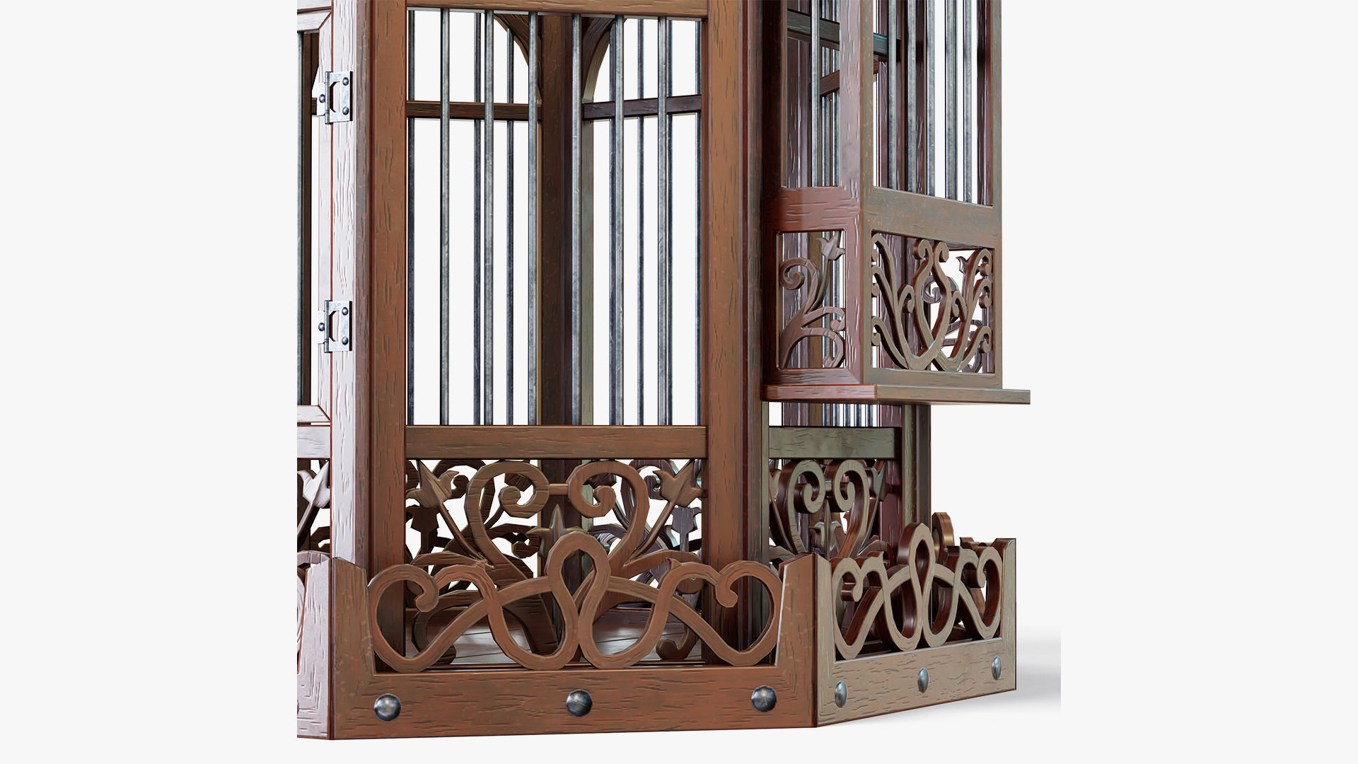 Birdcage Wooden Low-poly 3D model_7