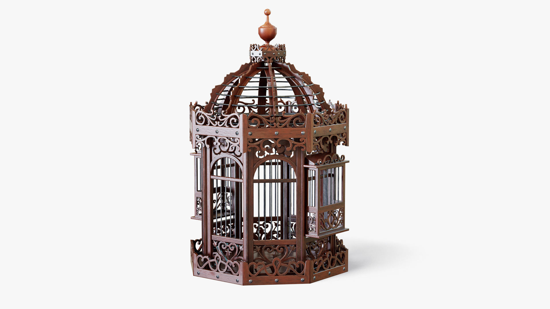Birdcage Wooden Low-poly 3D model_8
