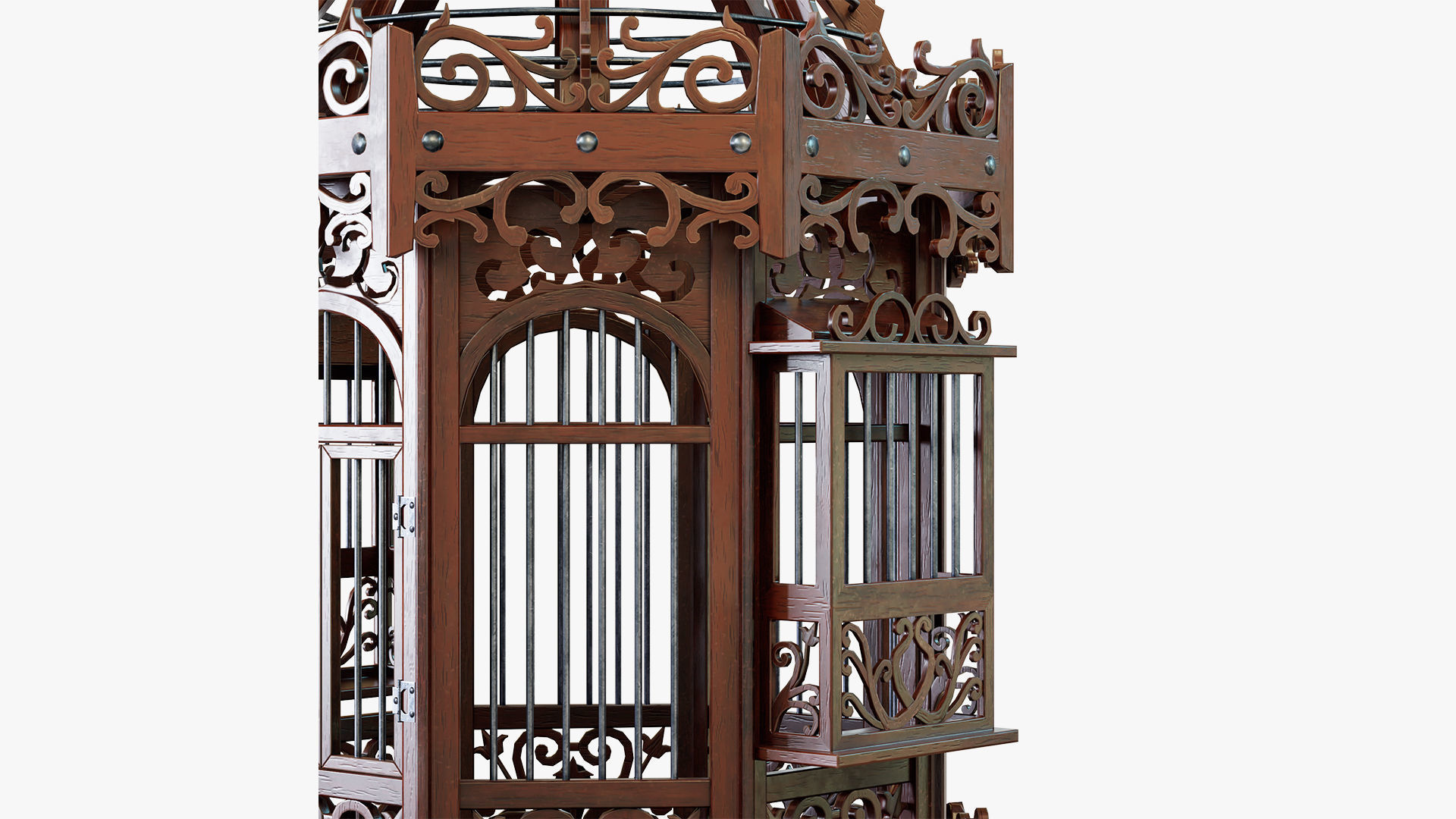 Birdcage Wooden Low-poly 3D model_5