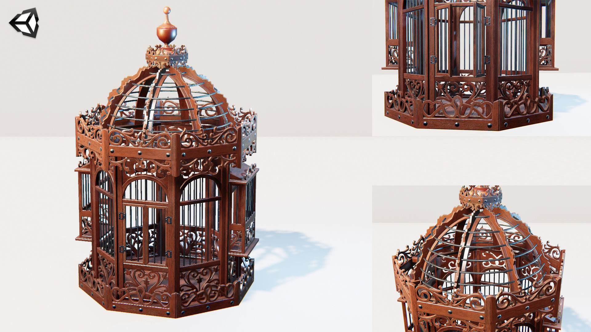 Birdcage Wooden Low-poly 3D model_14