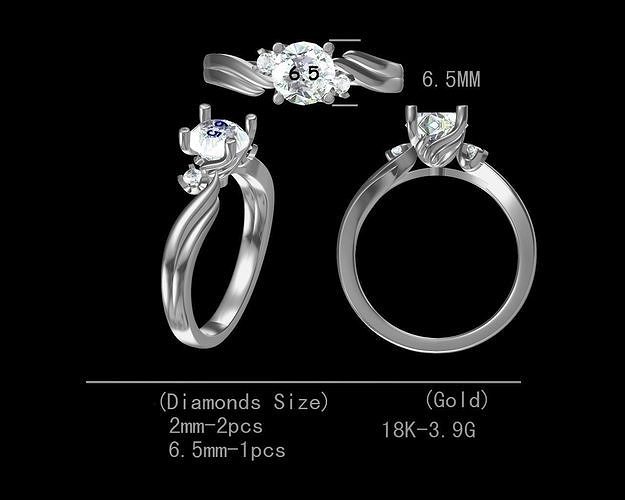 Sterling Silver engagement diamond ring for women Free 3D print model