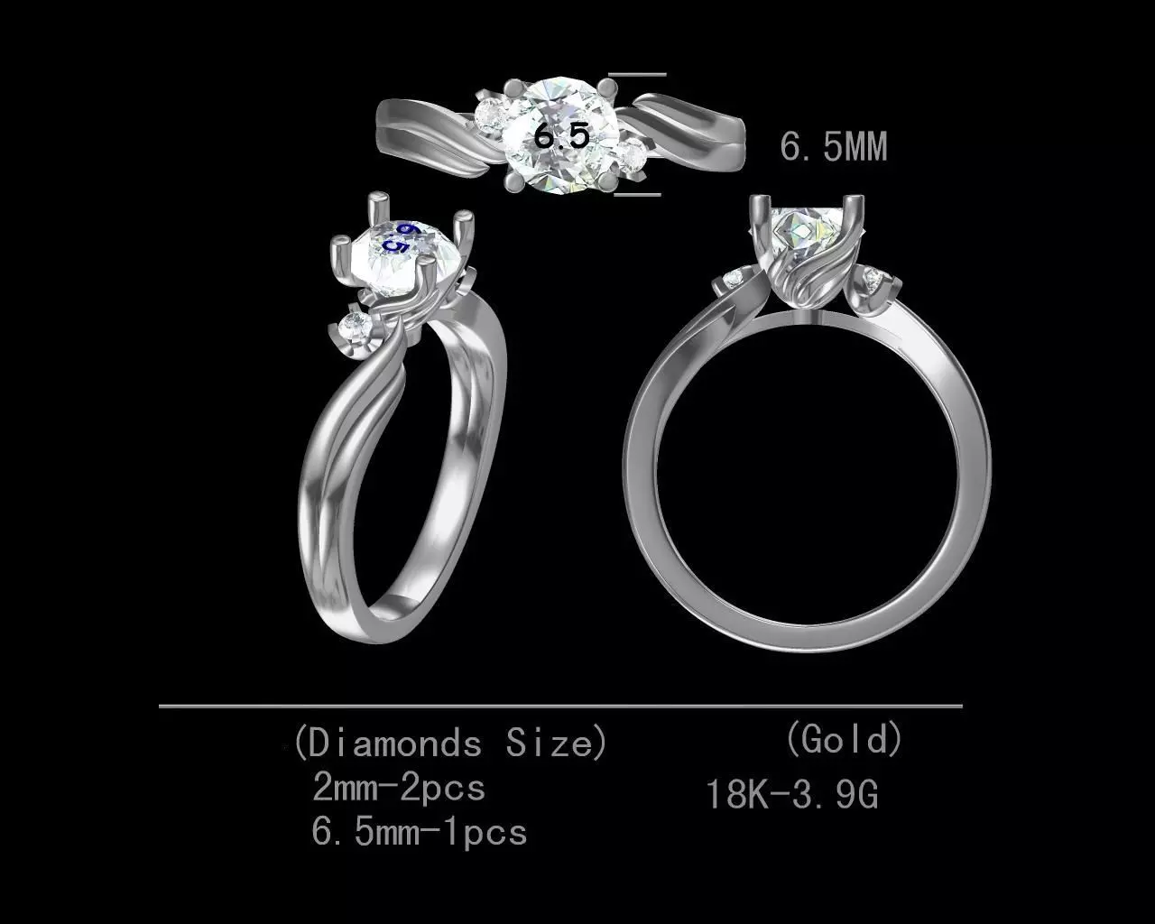 Sterling Silver engagement diamond ring for women Free 3D print model