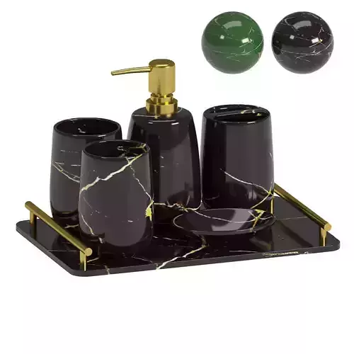 Gold Plated Stone Pattern Ceramic Bathroom Set
