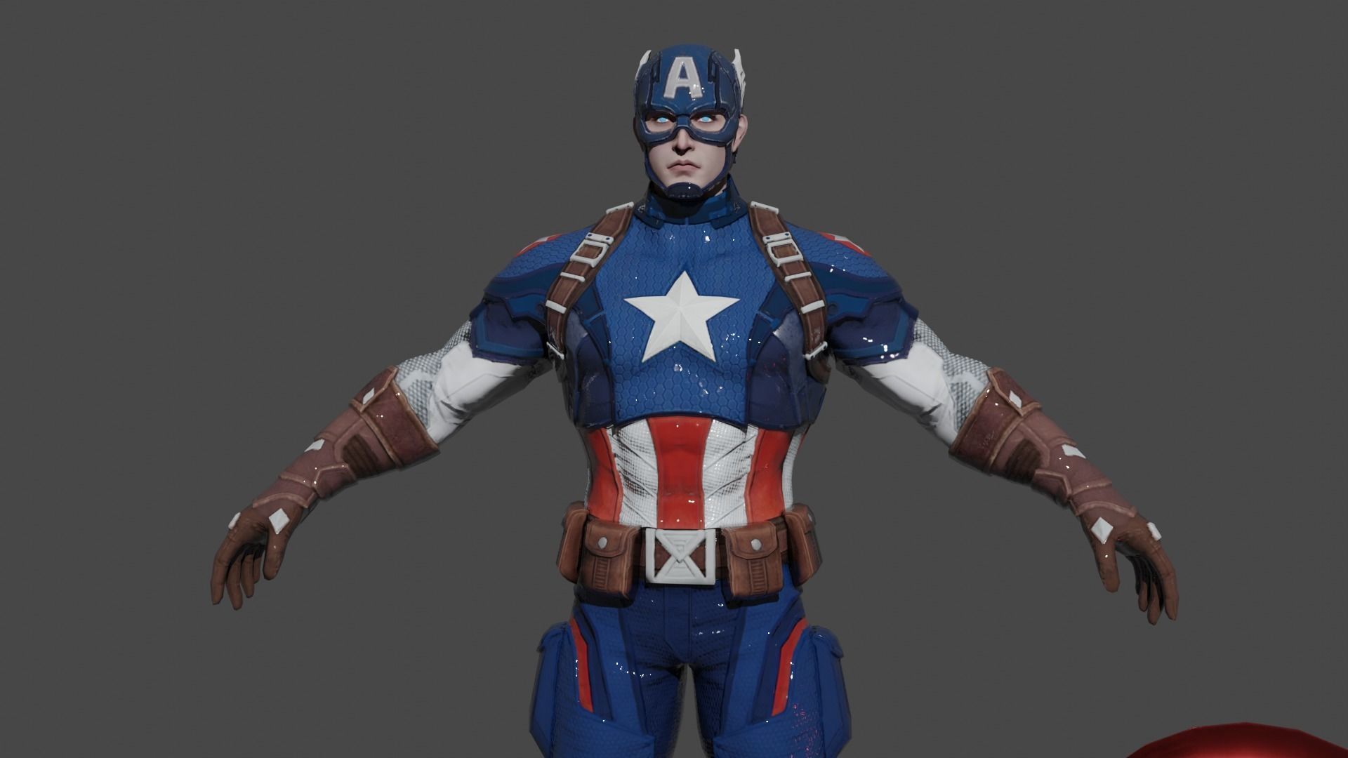 Captain America Low-poly 3D model_1