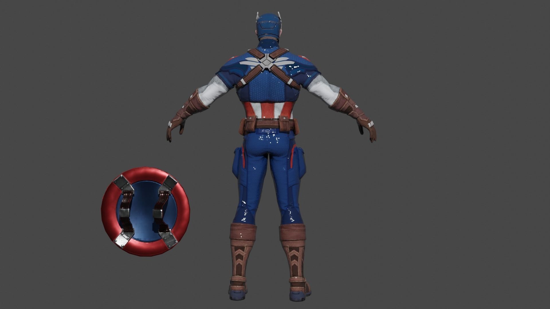 Captain America Low-poly 3D model_4