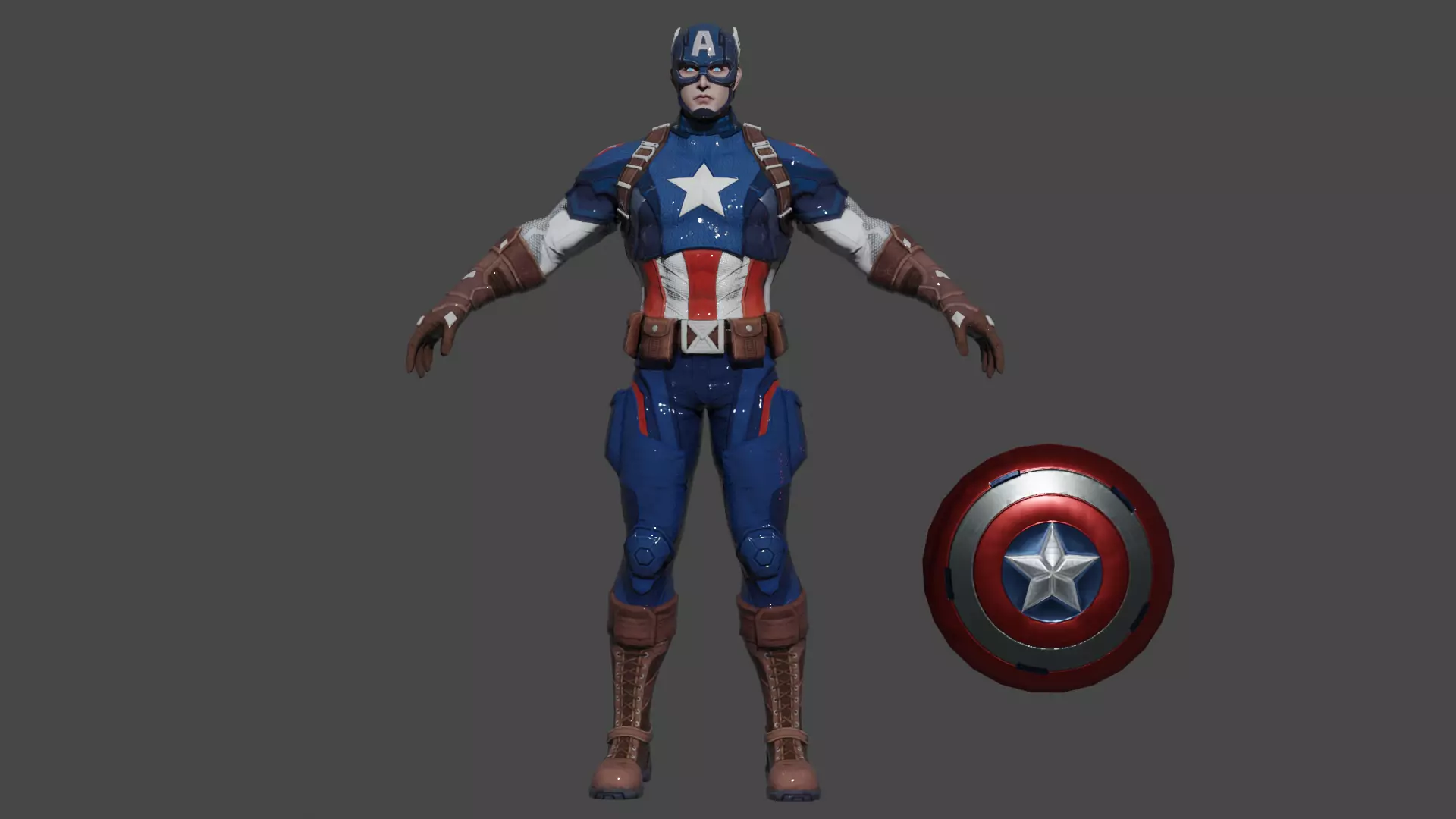 Captain America Low-poly 3D model_0
