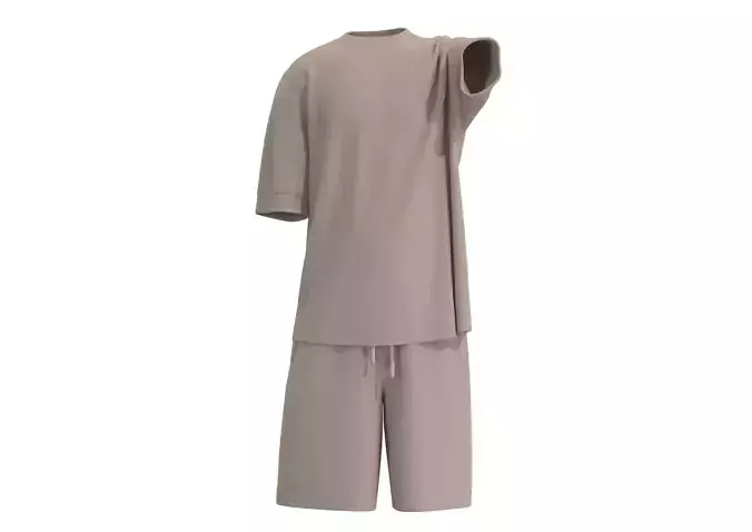 Khaki short-sleeved shorts sports suit