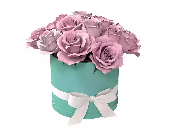 Pink Rose Bouquet Box with a Bow Strip